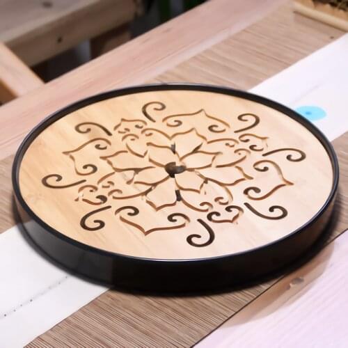 Japanese Round Bamboo Melamine gongfu tea trays service tray for kung fu ceremony serving table Tea tools white tea set board