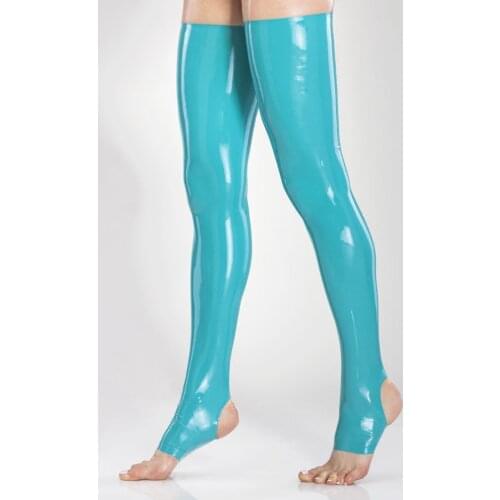Handmade Green Fetish Latex Thigh High Stockings Customize