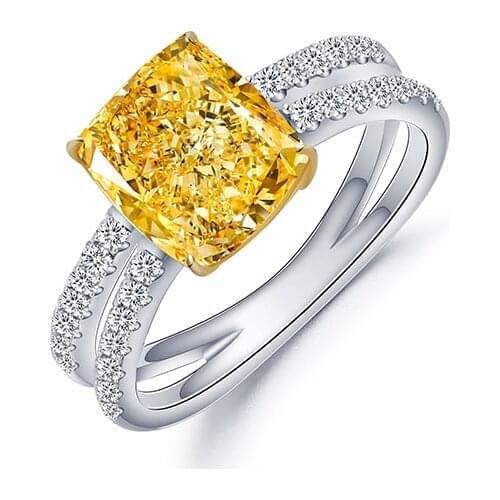 Zhanhao 2021 Cushion Shape 3.0ct Factory Wholesale Jewellery 925 Sterling Silver Rings With Rhodium Plating