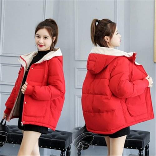2021 Winter Fashion New Short Style Solid Color Hooded Zipper Long Sleeves Thick Warmth Cotton Jacket Women Trendy 041