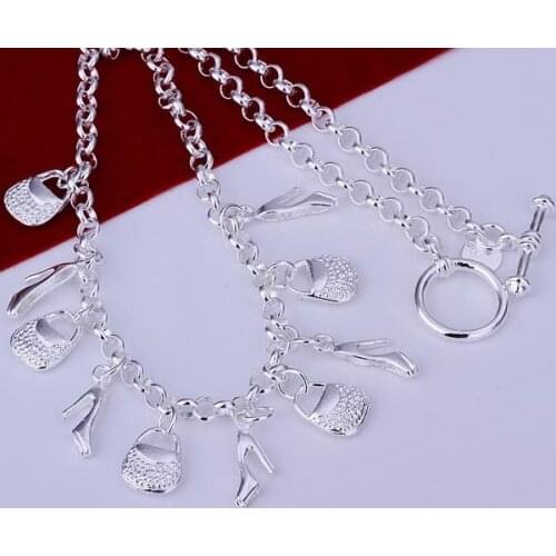 N006 Lucky Charm Silver Color Pendants For Women Jewelry Necklace Women Accessories Fashion Shoes And Bag Pendants Necklaces