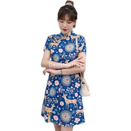 2021 chinese dress women evening party dress gown elegant qipao lace cheongsam chinese style printing flower wedding dress qipao