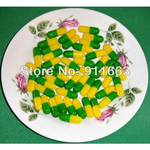 0# 1,000pcs! green-yellow colored empty capsules size (joined or seperated capsule available!)
