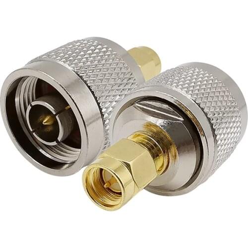 1Piece Silver N Type Male Plug to SMA Male Plug Straight RF Coaxial Adapter Cable Connector
