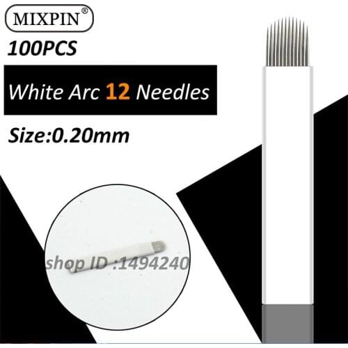 100 Pcs 12 Pin Needle U Shape Eyebrow Tattoo Superior Microblading Blades For Permanent Makeup Manual Pen 3D Eyebrow Embroidery