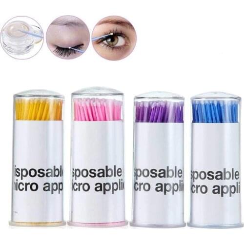 1000 Pcs/Pack Micro Brush Disposable Microbrush Applicators Eyelash Extensions Remove False Eyelashes Cotton Swab 3 Colors