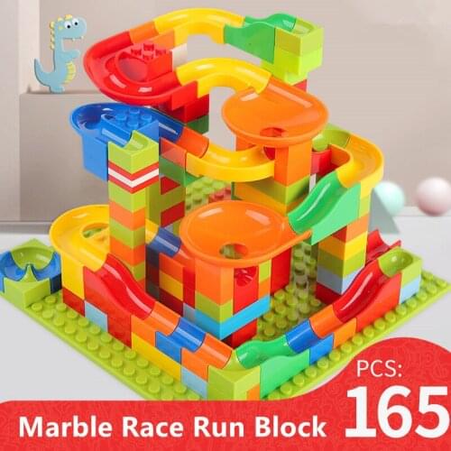 165Pcs Small Size Magical Marble Race Run Block Brinquedos Building Blocks Sets Funnel Slide Construction DIY Bricks Kids Toys
