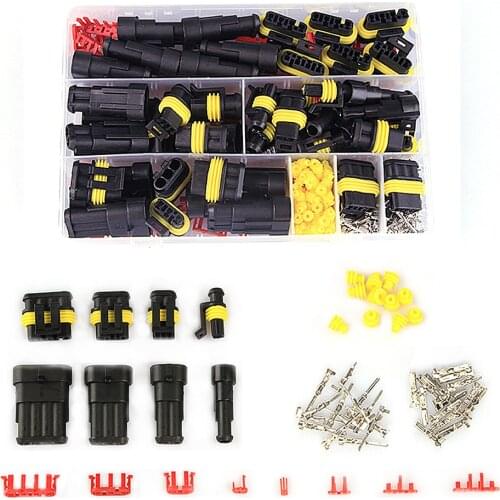 352Pcs HID Waterproof Connectors 1/2/3/4 Pin 26 Sets Car Electrical Wire Connector Plug Truck Harness 300V 12A Set