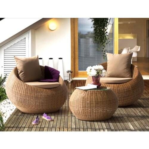 Freeshipping Outdoor Rattan Sofa Lying Bed Balcony Villa Outdoor PU Rattan Table and Chairs Sets