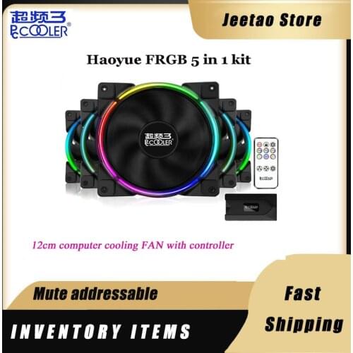 PCCOOLER HAO YUE 5-in-1 kit 120m FRGB silent Fan 12cm computer cooling FAN with controller 12V&5V 4pin PWM Mute addressable fan