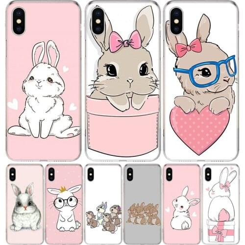 Cute White Baby Rabbits Phone Case For iPhone 12 11 Pro 7 6 X 8 6S Plus XS MAX + XR 5S SE Mini 7P 7G Cover Coque Capa Shell