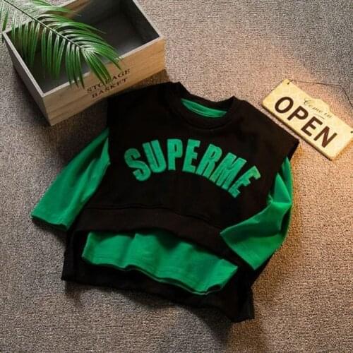 Childrens Sweatshirt 2020 Autumn New Baby Boys Fashion Letter Print Pullovers Top Tees Kids Casual Cotton T Shirt Baby Clothes