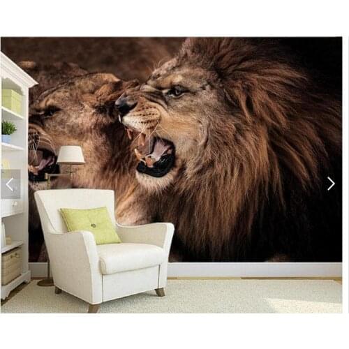 Customized 3d photo wallpaper 3d tv wallpaper Adornment beautiful lion roar TV setting wall paper living room wallpaper