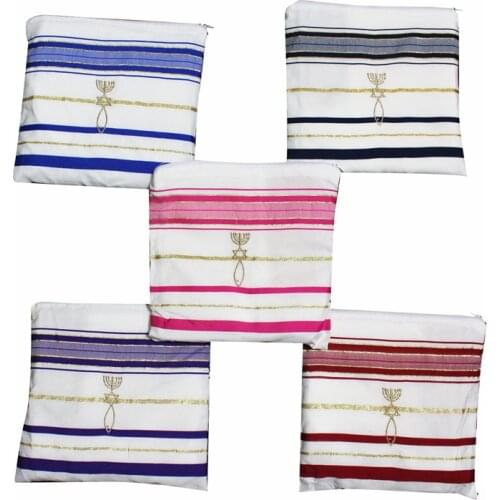 Jkrising Jedaica Tallit Shawl Israel Talit scarf with Talis Bag Polyester Wraps Prayer 50x180cm