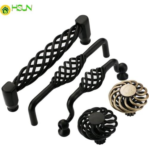 Bird Cage Furniture Handles Black Cabinet Knobs and Handles Kitchen Handle Cupboard Pulls Drawer Knobs Antique Bronze Handles