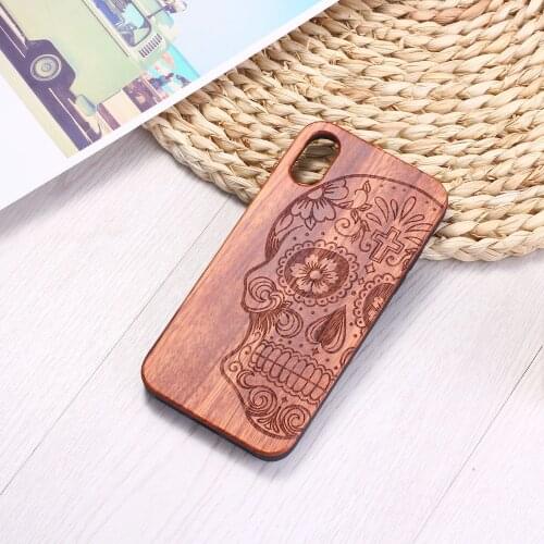 Mexican skull Vintage Floral Engraved Wood Phone Case Coque Funda For iPhone 6 6S 6Plus 7 7Plus 8 8Plus XR X XS Max 11 Pro Max