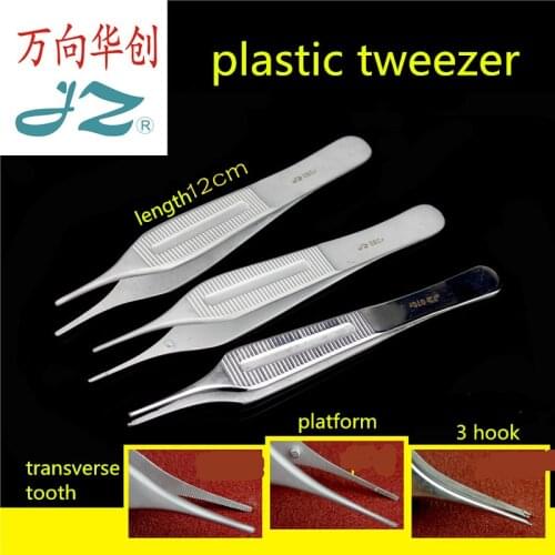 JZ Microsurgical instruments Edison tweezers plastic double eyelid forceps fine head wide handle skin Tissue suture forceps