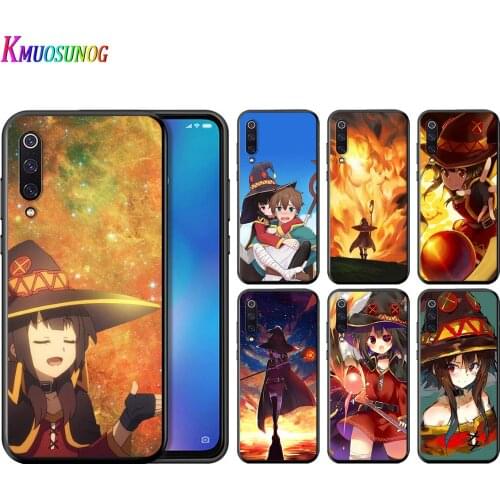 Cartoon Konosuba Megumin For Xiaomi Mi Poco X3 NFC Note 10 Ultra 5G 9 9T SE 8 A3 A2 A1 5X 6X Play F1 Lite Black Phone Case