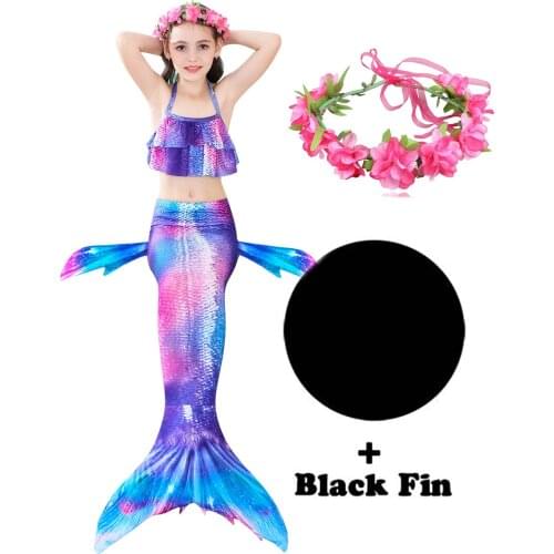 NEW!2020 Little Mermaid Tails With Black Monofin Swimwear summer Dress swimmable can add Monofin Fin Costume