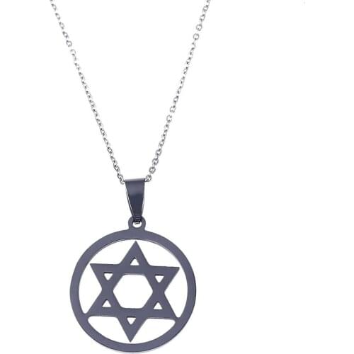 Hexagram Pendant Necklace Jewelry Magen David Black Color Islam Arab Jewish Star Chain Jewelry