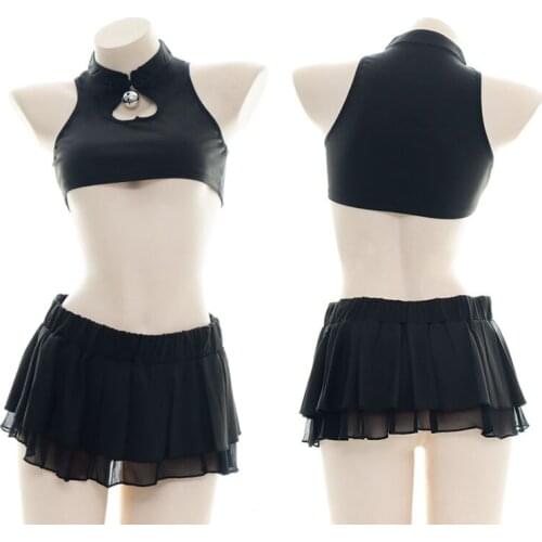 Sexy bell cheongsam open chest vest hollow ladies woman underwear suit maid outfit Japanese uniform Lolita girls Costumes