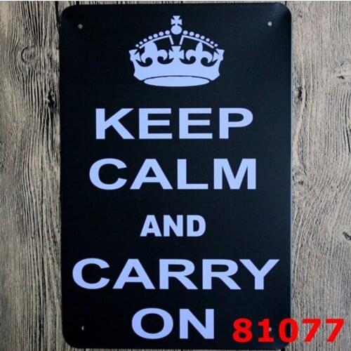 Metal Tin Sign "Keep Calm and Carry on" Pub Home Vintage Retro Poster Cafe Art 20x30CM