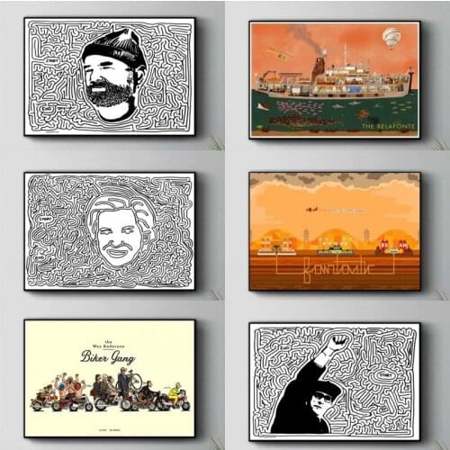 Wes Anderson Movie Characters Posters and Prints Wall art Decorative Picture Canvas Painting For Living Room Home Decor Unframed