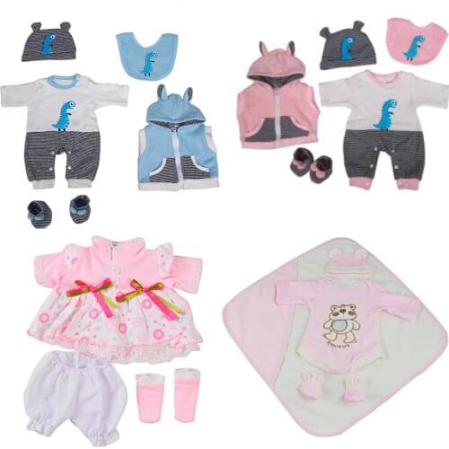 17-18 inch baby reborn Doll Dress New Born Baby Doll Clothes Out Wear clothing set bebe reborn boy girl accessories