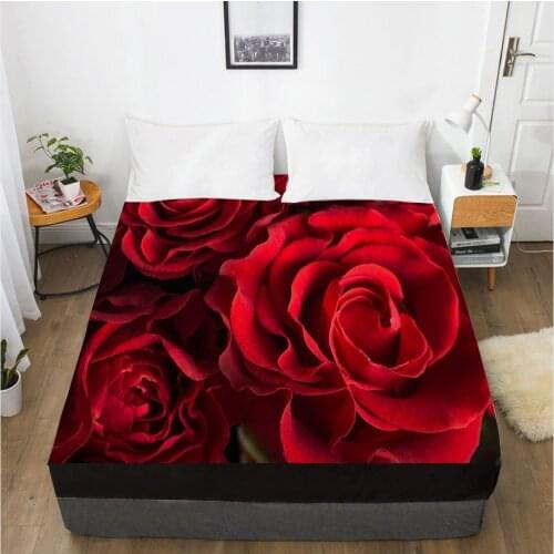 3D Fitted Sheet Custom Single Queen King Size Bed Sheet With Elastic Mattress Cover 200x200 Bedding Rose For Wedding Microfiber