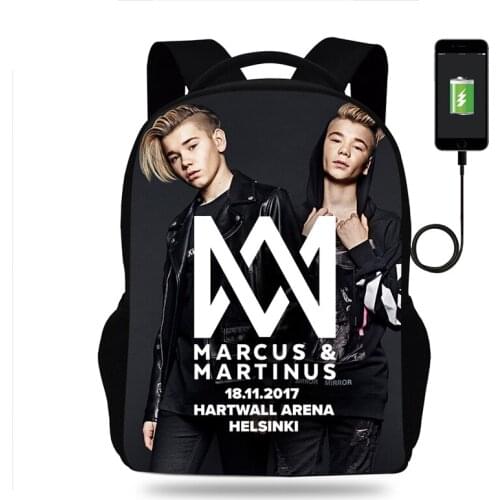 Marcus and Martinus Boys Girl School Bag Children Teenager USB Charging Daily Travel Backpack Kids Gift Schoolbags Mochila