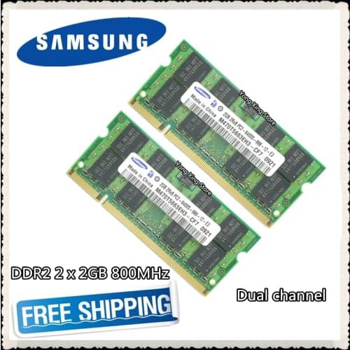 Samsung DDR2 2 x 2GB 4GB Dual channel 800MHz PC2-6400S DDR 2 2G 4G notebook memory Laptop RAM 200PIN SODIMM
