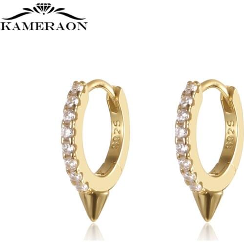 Hot Sale 925 Sterling Silver Earring Gold Color Small Circle Hoop Earrings For Women Birthday Simple Noble Jewelry Gift NO.9