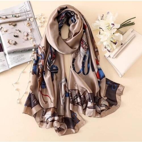 Luxury brand silk scarf women pashmina scarves shawls and wraps bandana hair scarf crinkle chiffon hijab mousselin foulard femme