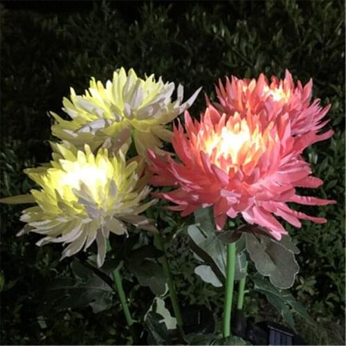 1pc LED Solar Light Artificial Chrysanthemum Flower for Home Outdoor Waterproof Garden Lawn Lamps Yard Courtyard Decoration
