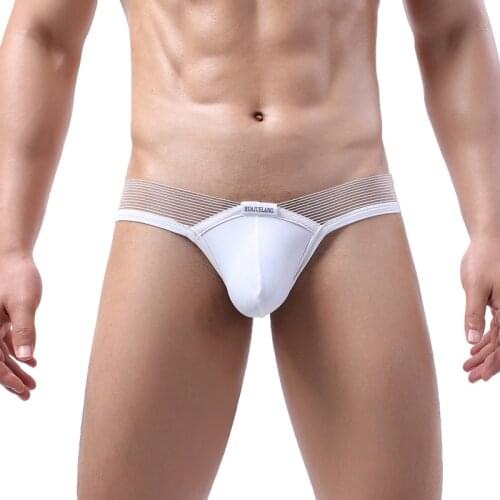Men Ice Silk Briefs Jockstrap Low Waist Breathable Underwear Cueca Slip Homme Panties 2XL Seamless Ultra Thin Underpants Bikini