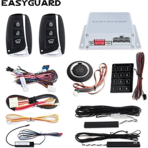 EASYGUARD Universal version PKE auto alarm system with remote start push button start & touch password keyless entry 12vdc