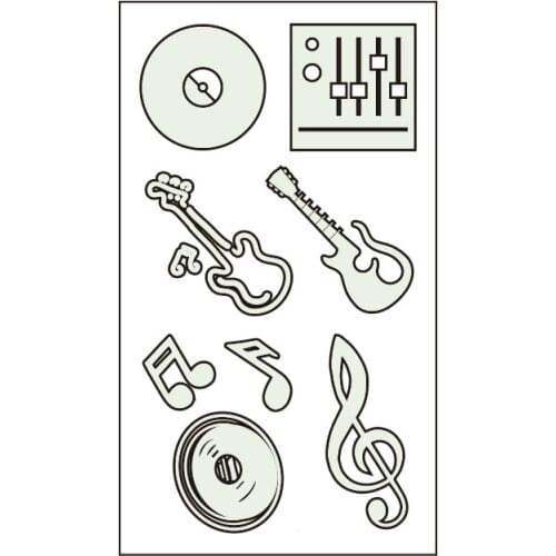 Waterproof Temporary Luminous Tattoo Sticker Music Note Guitar Record Disc Player Flash Tatoo Fake Tatto for Women Men