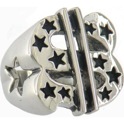 Fanssteel Stainless steel jewelry American DOLLAR symbol SHAPE CUTOUT STARS RING FSR10W85