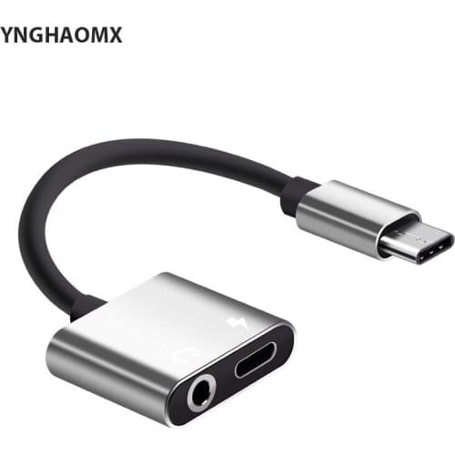 200pcs/lot Type C Charger Adapter Audio Cable 2 In 1 Type-C To 3.5mm Jack Headphone Aux Converter For Samsung For Xiaomi phone