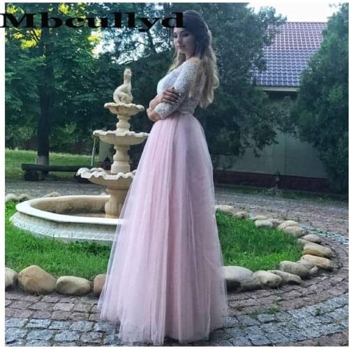 Mbcullyd Two Pieces A-line Prom Dresses Long 2020 Applique Lace Formal Evening Dress For Women Strapless A-line Robe De Soiree