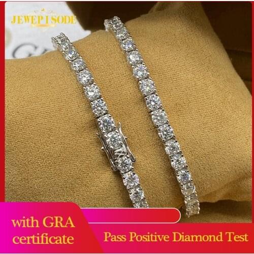 Jewepisode 100% Silver 925 Jewelry 4MM 0.3ct Round Cut Real Moissanite Bracelets for Women Men Engagement Fine Jewelry Wholesale