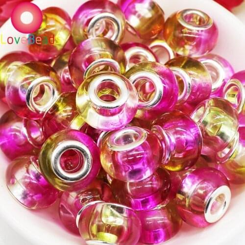 10Pcs DIY Colorful Resin Murano Large Hole European Beads for Women Bracelet Jewelry Making Chain Spacer Beads Women Girls Gift