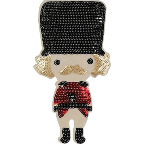 30CM Guard Patches For Clothing Luxury Red Sequins Strange Things Sequined Patch Clothes Stickers Christmas Large Biker Badge