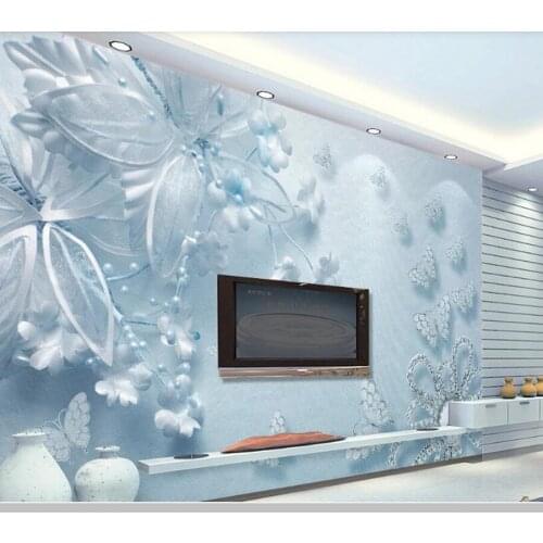 Papel de parede blue flower butterfly 3d wallpaper,living room tv sofa wall bedroom wall papers home decor kitchen mural