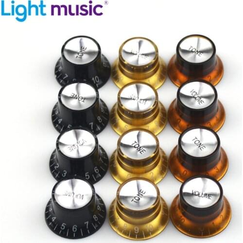 4pcs Guitar Top Hat Speed Control Knobs 2 Volumes & 2 Tones Silver Bell for LP SG Guitar