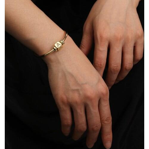 A-Z Adjustable Spacer Beads Pendant Bangle Bracelets Copper Cubic Zirconia 26 Alphabet Letter Bracelets Women DIY Jewelry Gift