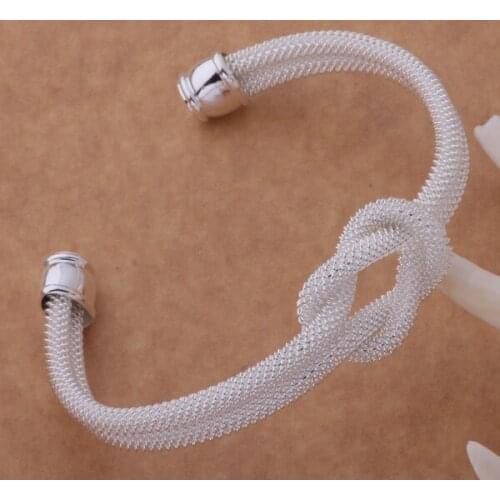 AB017 Hot High Quality Silver Color Fine Jewelry,Wholesale Fashion Jewelry Elegant Charms Fashion Bangles Knotted Mesh Bracelets