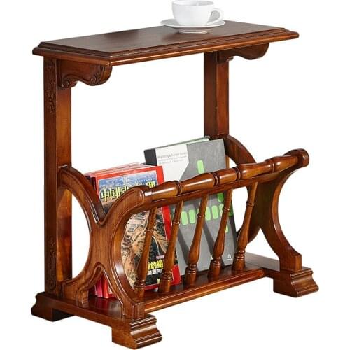 American Country Small Table Magazine Rack Phone Stand Solid Wood Book Shelf European Simple