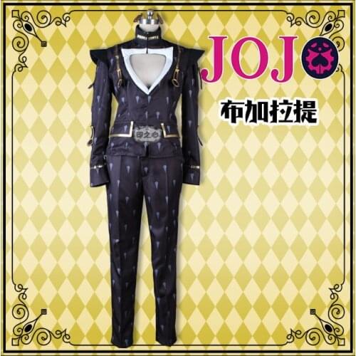 Anime! JoJos Bizarre Adventure: Golden Wind Bruno Bucciarati Black Suit Uniform Cosplay Costume Halloween Outfit Free Shipping