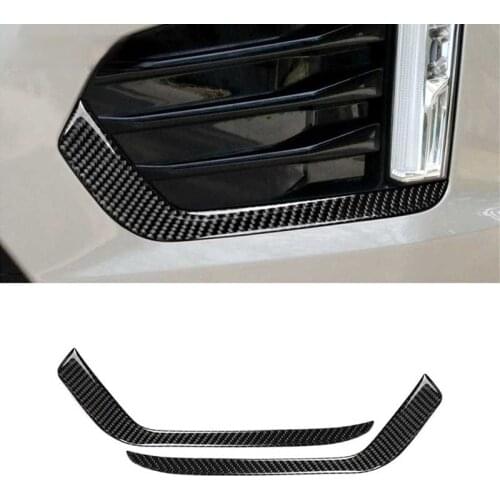 Auto Real Carbon Fiber Sticker Car Front Fog Lamp Light Cover Eyebrow Decals Trim Strip For Cadillac XT5 2016 2017 Accessories